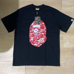 Bape Black Tee with Pink Camo Ape Head